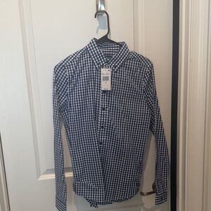 B by Brooks Brothers Boys Blue and White Checkered Button Down Shirt